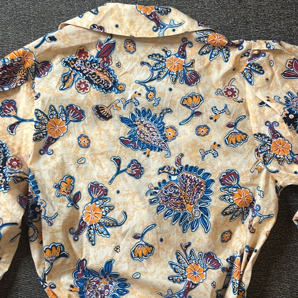 Elie Tahari Giraffe Multicolor Puff Sleeve Tie Waist Blouses Size L - Picture 9 of 13